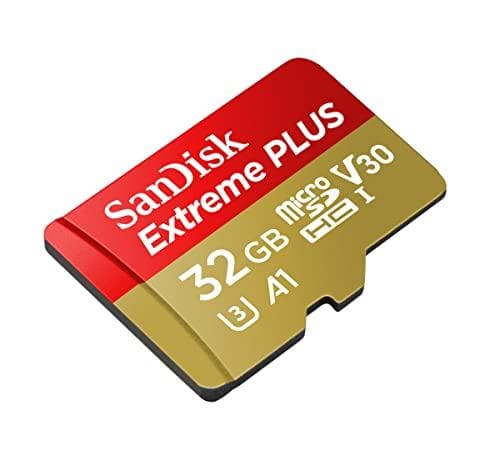 SanDisk Extreme PLUS - Flash-minneskort (microSDHC/SD-adapter ingår) - 32GB - A1 / Video Class V30 / UHS-I U3 - microSDHC UHS-I (SDSQXBG-032G-GN6MA)