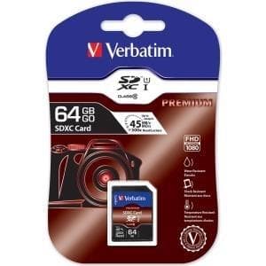 Verbatim Premium U1 SDXC hukommelseskort - 64 GB - SD kort til Full HD videooptagelser - kort med integreret skrivebeskyttelse - hukommelseskort sort