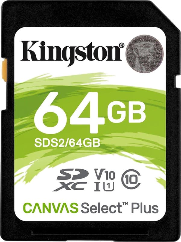Kingston Canvas Select Plus - Flash-minneskort - 64 GB - Video Class V10 / UHS-I U1 / Class10 - SDXC UHS-I