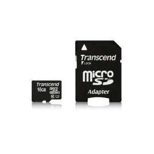 Transcend - Flash-hukommelseskort (miniSDHC/SD-adapter inkluderet) - 16GB - UHS Class 1 / Class10 - microSDHC (TS16GUSDU1)