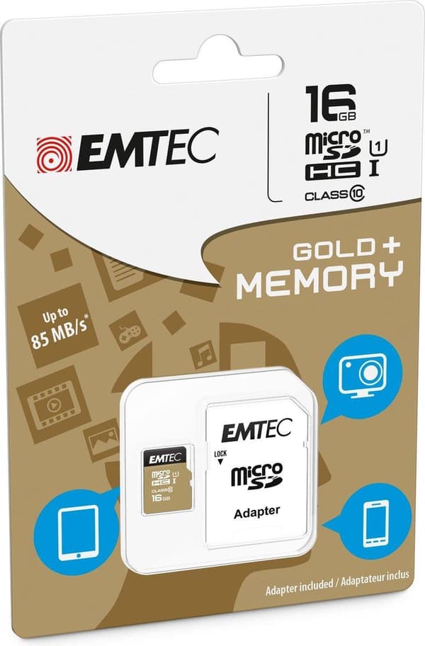 Emtec microSD Class10 Gold+ 16GB flashminne