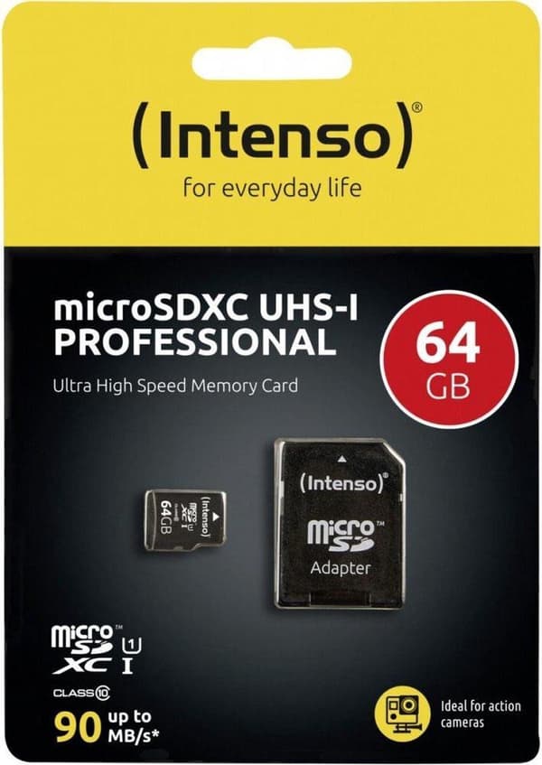 SD Micro SD-kort 64GB Intenso SD-HC UHS-I Professional