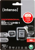 Miniatyrbillede 2 af 10: SD Micro SD-kort 64GB Intenso SD-HC UHS-I Professional