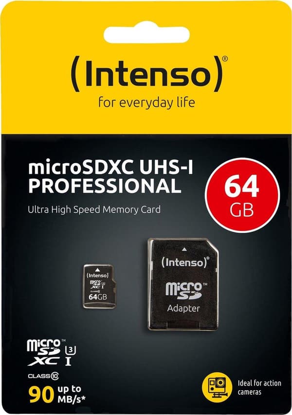 SD Micro SD-kort 64GB Intenso SD-HC UHS-I Professional