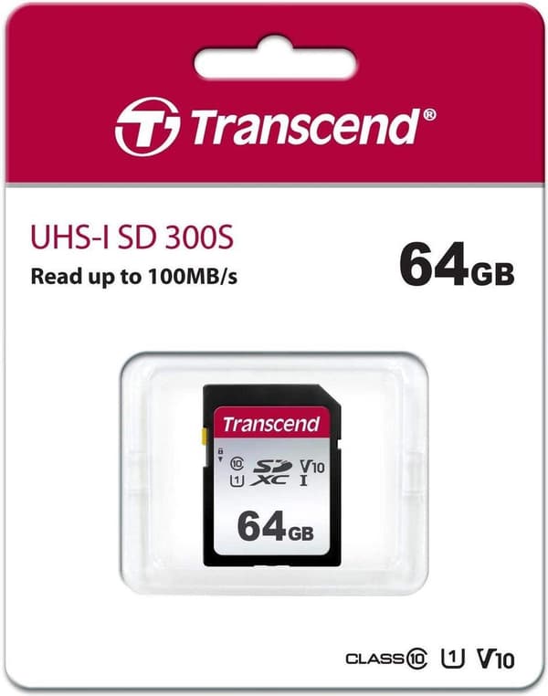 Transcend 300S - Flash-minneskort - 64 GB - Video Class V30 / UHS-I U3 / Class10 - SDXC UHS-I
