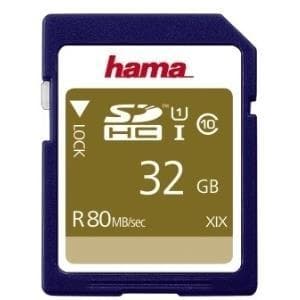 Hama SDHC 32GB hukommelseskort (SD 3.01 standard, 80 MB/s, klasse 10, datasikkerhed takket være mekanisk skrivebeskyttelse, mærkningsfelt)