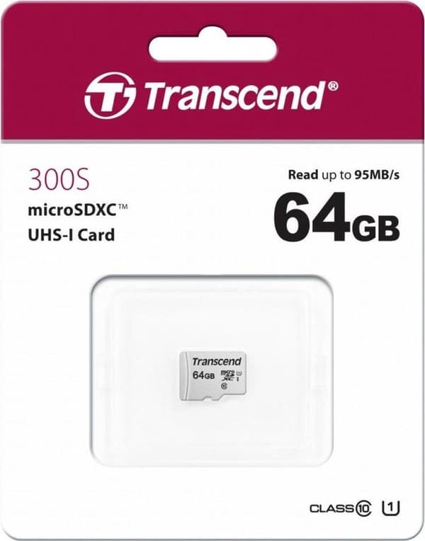Transcend 64GB micro SD Class 10 U1 300S hukommelseskort
