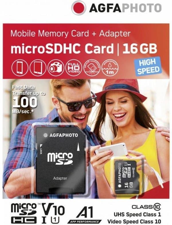 AgfaPhoto Mobile High Speed ​​​​16GB Micro SDHC Class 10 + Adapter
