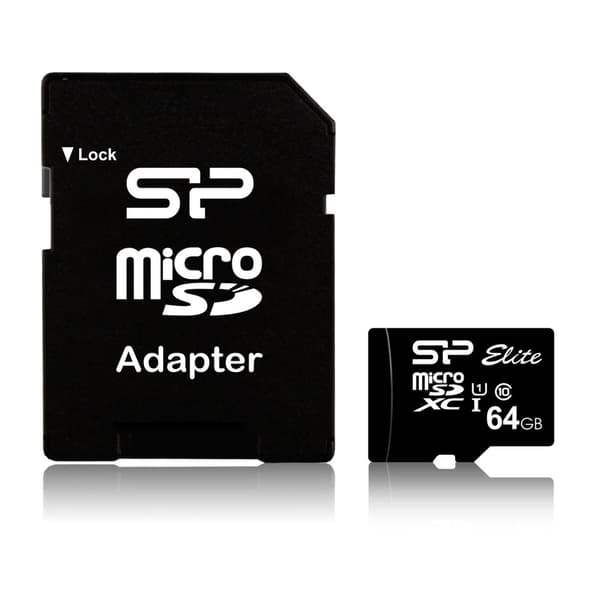 SILICON POWER Elite UHS-1 - Flash-muistikortti (mukana microSDXC-SD-sovitin) - 64 Gt - Luokka 10 - microSDXC UHS-I (SP064GBSTXBU1V10-SP)