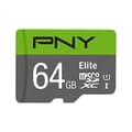 Miniatyrbillede 1 af 6: PNY Elite-hukommelseskort 64 GB MicroSDXC Class 10 (P-SDUX64U185GW-GE)