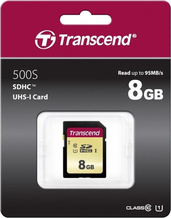 Transcend 500S - Flash-hukommelseskort - 8 GB - UHS-I U1 / Class10 - SDHC UHS-I