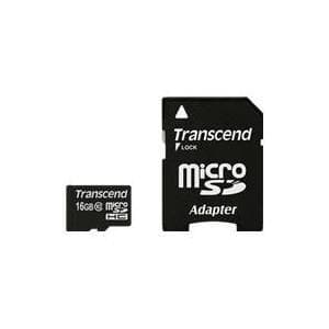 Transcend - Flash-minneskort (microSDHC/SD-adapter ingår) - 16GB - Klass 10 - microSDHC (TS16GUSDHC10)