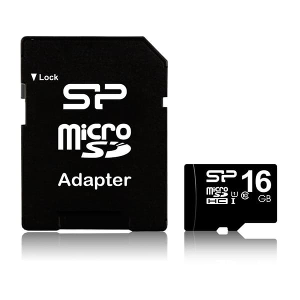 SILICON POWER - Flash-hukommelseskort (microSDHC/SD-adapter inkluderet) - 16GB - Klasse 10 - microSDHC (SP016GBSTH010V10-SP)