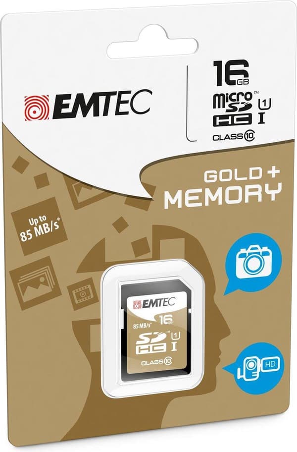Emtec SDHC 16GB Class10 Gold + flashminne Class 10