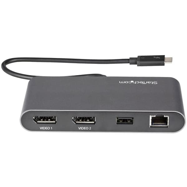 StarTech.com TB3DKM2DPL Notebook Dock & Port Replicator Kabelansluten Thunderbolt 3 Grå