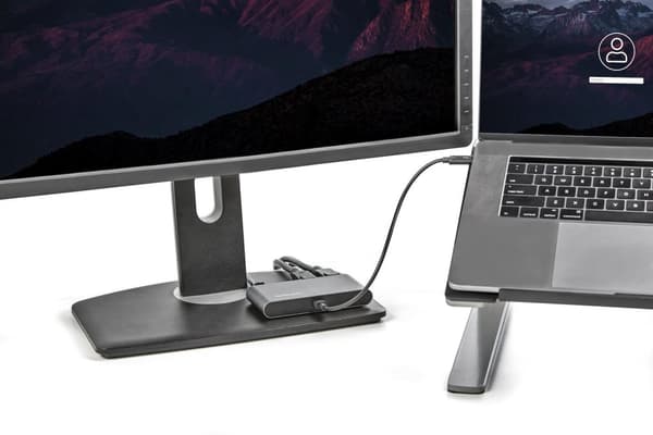 StarTech.com TB3DKM2DPL Notebook Dock & Port Replicator Kabelansluten Thunderbolt 3 Grå