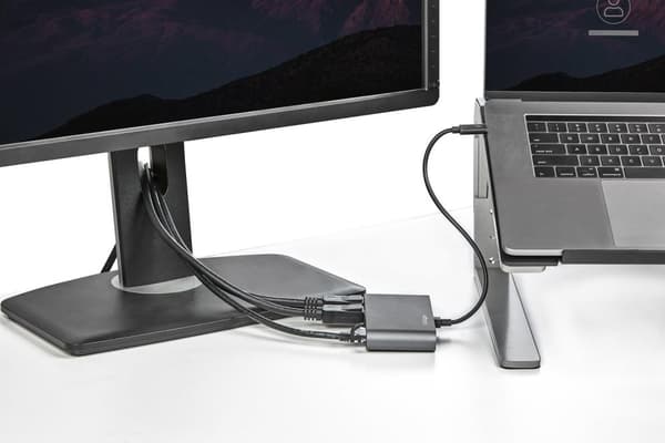 StarTech.com TB3DKM2DPL Notebook Dock & Port Replicator Kabelansluten Thunderbolt 3 Grå