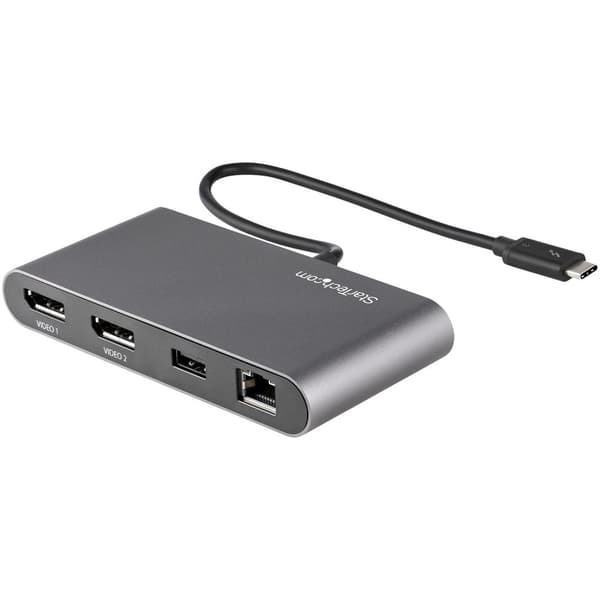 StarTech.com TB3DKM2DPL Notebook Dock & Port Replicator Kabelansluten Thunderbolt 3 Grå