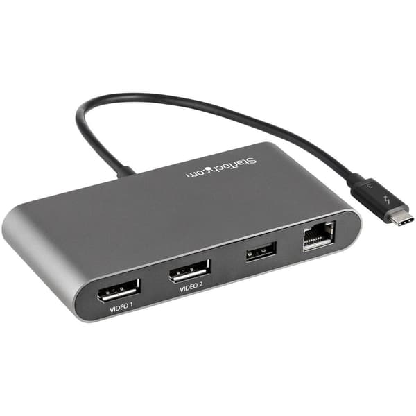 StarTech.com TB3DKM2DPL Notebook Dock & Port Replicator Kabelført Thunderbolt 3 Grå