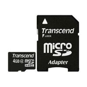 Transcend - Flash-minneskort (microSDHC/SD-adapter ingår) - 4GB - Klass 4 - microSDHC (TS4GUSDHC4)