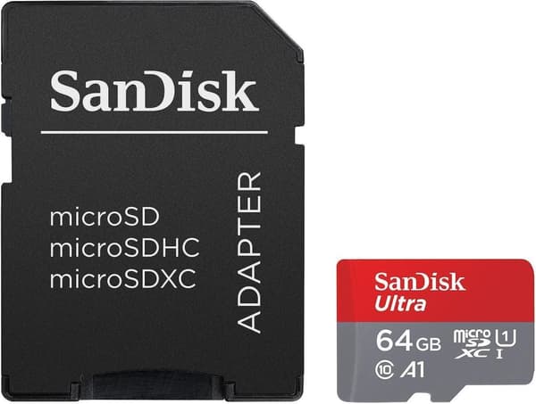 SanDisk Ultra - Flash-minneskort (microSDXC till SD-adapter ingår) - 128GB - A1 / UHS-I U1 / Class10 - microSDXC UHS-I (SDSQUAB-064G-GN6IA)
