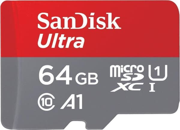SanDisk microSDHC Ultra 64GB (UHS-1/Cl.10/100MB/s) + adapter, surfplatta (00215482)