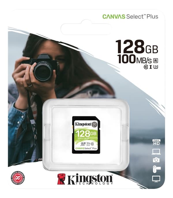 Kingston 128 GB SDXC Canvas Select Plus 100R C10 UHS-I U3 V30