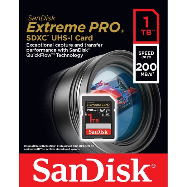 SanDisk SDXC Extreme Pro 1TB 200MB/s UHS-I C10 V30 U3