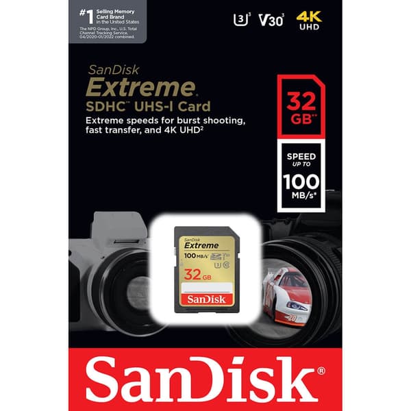SanDisk SDHC Extreme 32GB 100MB/s UHS-I C10 V30 U3