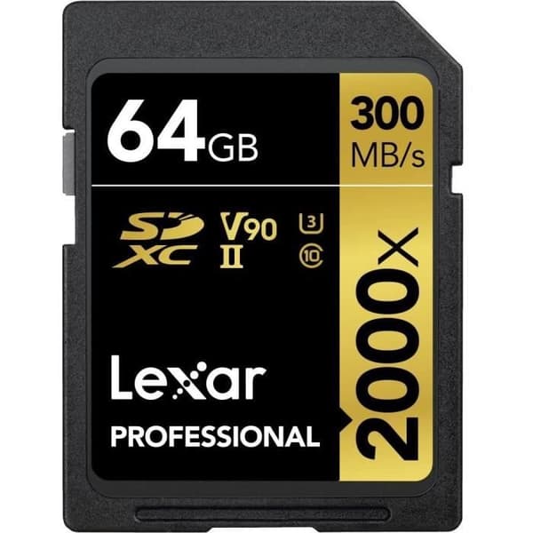 Lexar Carte UHS-II Professional 2000x 64 Go SDXC utan Läsare, Upp till 300 Mo/s i Läsning () - LSD2000064G-BNNAG