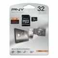 Miniatyrbillede 3 af 3: Mikro-SD-hukommelseskort med adapter PNY ‎SDU32GBHC10HP-EF Klasse 10 32 GB