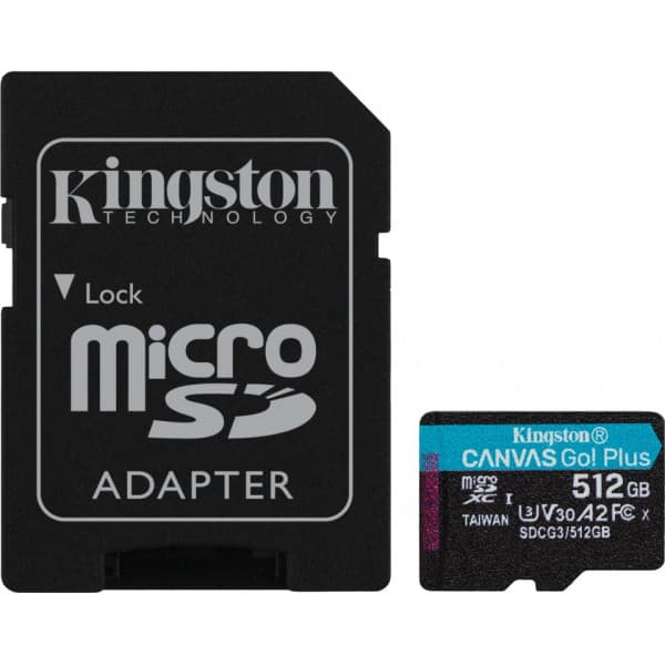 Kingston 512 Gt microSD Canvas Go! Plus UHS-I Speed Class 3 (U3) -muistikortti