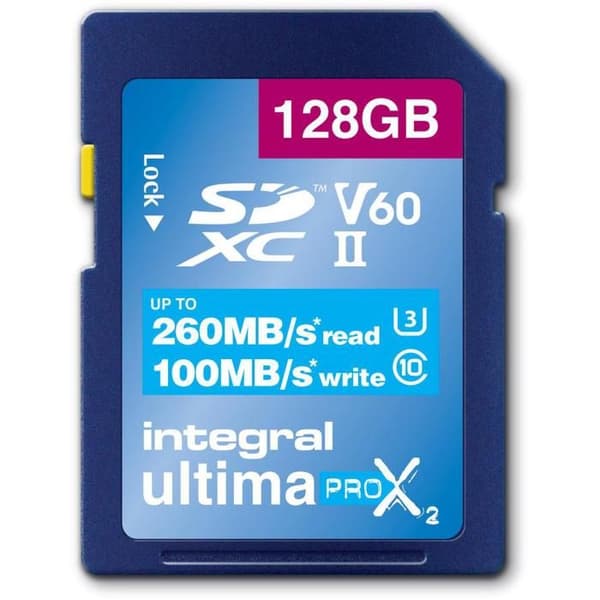 Minneskort - Integral - INSDX 128 GB - 260 MB/s Läs - 100 MB/s Skriv - SDXC