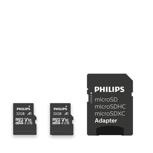 Philips MicroSDHC 2-Pack 32GB Klasse 10 UHS-I U1 inkl. Adapter (PHMSDA32GUHSIU1P2)