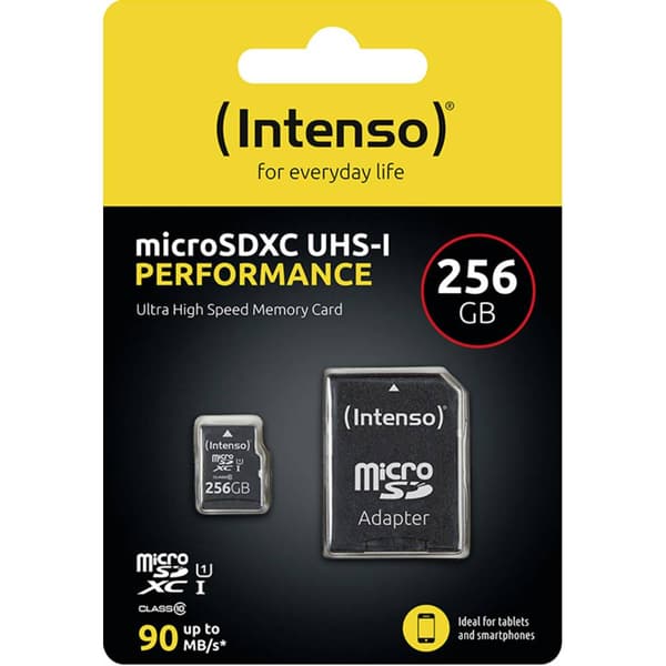 Intenso 256GB microSDXC Performance microSD-Kort 256 GB Class 10 UHS-I Vattentät