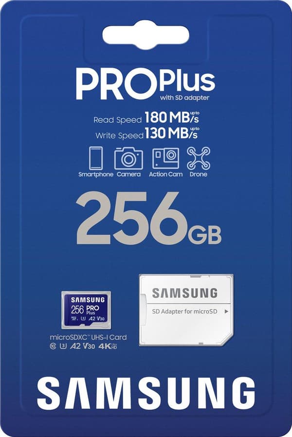 Samsung PRO Plus - Micro SD-kort - inklusive adapter - 256 GB