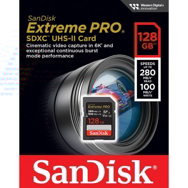 Extreme Pro 128GB 280MB/s V60 C10 UHS-II