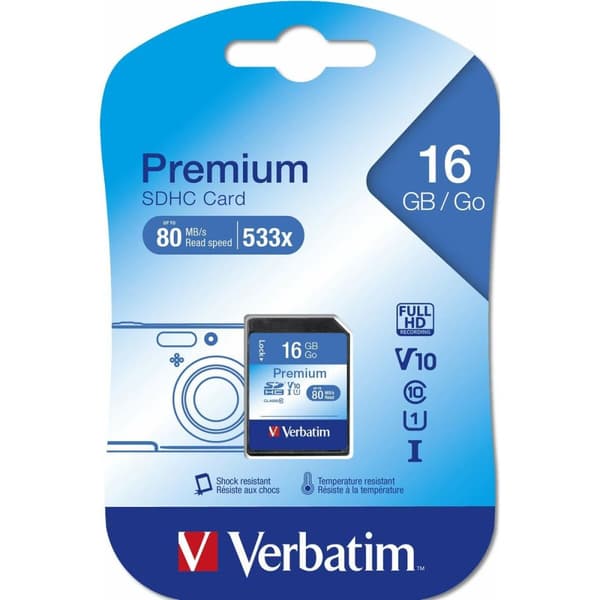 SD-hukommelseskort Verbatim PREMIUM SDHC C10/U1 16 GB