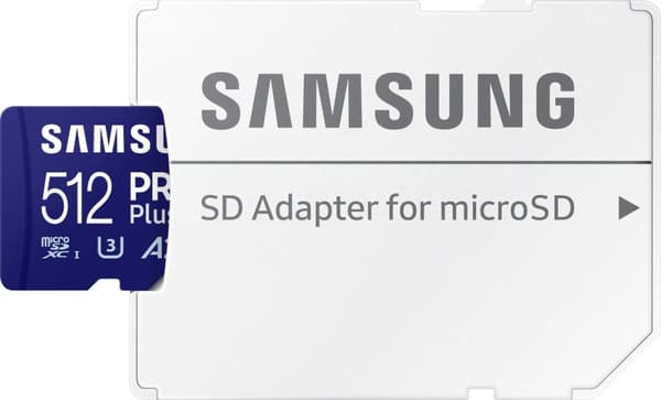 Samsung PRO Plus MB-MD512SA - Flash-minneskort (microSDXC till SD-adapter ingår) - 512GB - A2 / Video Class V30 / UHS-I U3 - microSDXC UHS-I - blå
