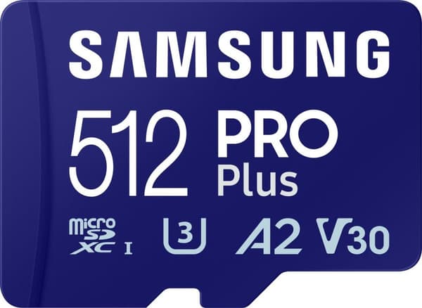 Samsung PRO Plus MB-MD512SA - Flash-minneskort (microSDXC till SD-adapter ingår) - 512GB - A2 / Video Class V30 / UHS-I U3 - microSDXC UHS-I - blå