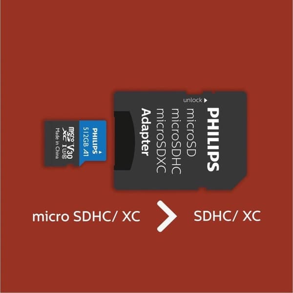 Philips MicroSDXC-kort 512GB Klass 10 UHS-I U3 inkl. Adapter (FM51MP65B/00)