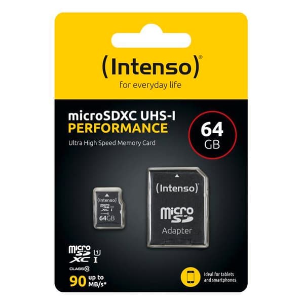 microSD-kort - INTENSO - Prestanda 64GB - Klass 10 - Vit