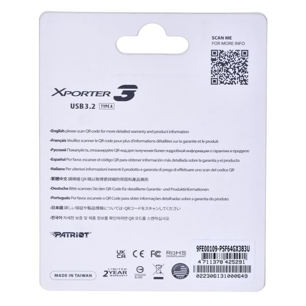 USB-minne Patriot Memory Xporter 3 Svart 64 GB