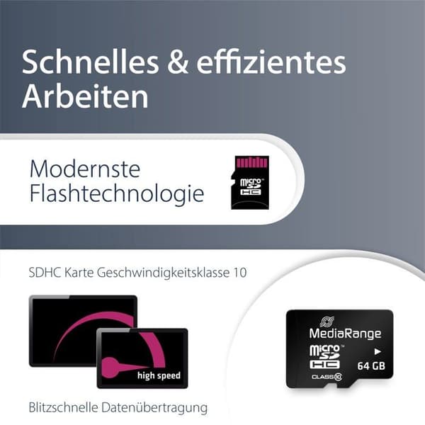 MEDIARANGE flashminneskort - 64 GB - Klass 10 - microSDXC svart