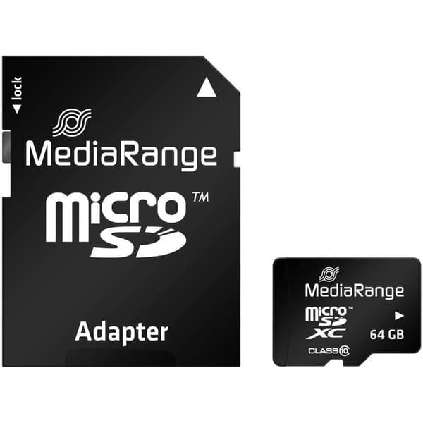 MEDIARANGE flashminneskort - 64 GB - Klass 10 - microSDXC svart