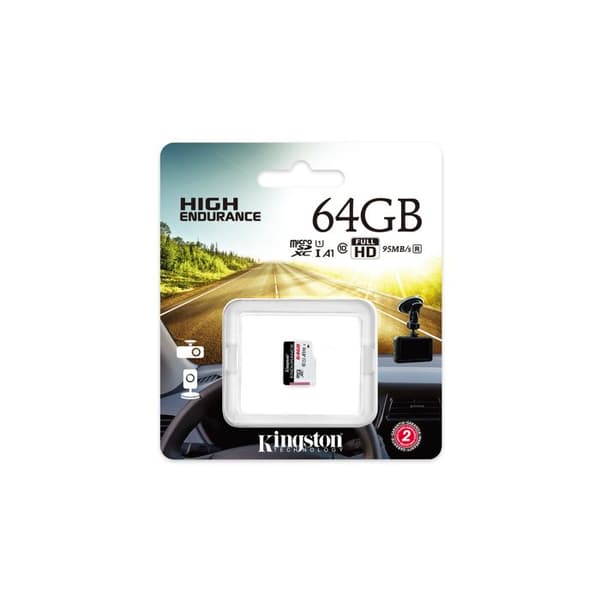 KINGSTON High Endurance microSDXC-kort - 64 GB - Klass 10/UHS-I (U1) - 95 MB/s Läs - 30 MB/sSpace Write