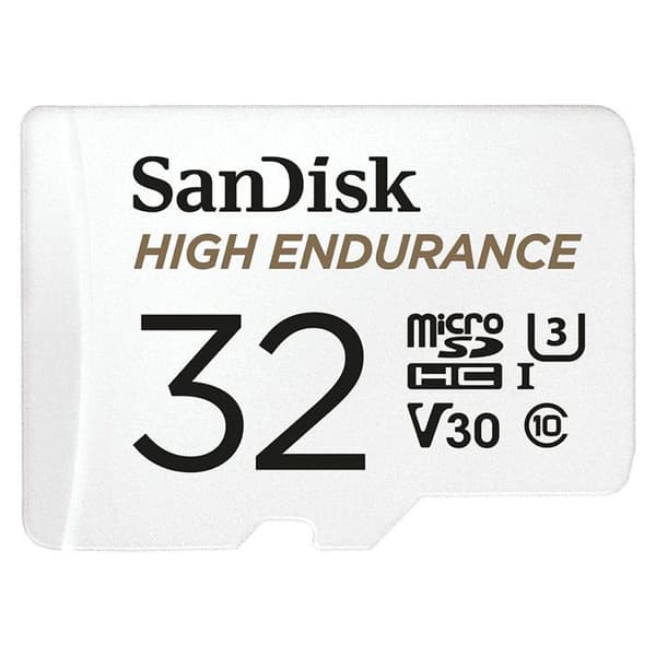 SanDisk - MicroSDHC-kort med hög uthållighet för videoövervakning + SD-adapter, 32 GB, 100MB/s läsning 40MB/s skrivning, U3, V30