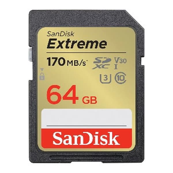 SDXC-minneskort - SANDISK - Extreme 64GB - 170MB/S - 80MB/S - UHS-I Class 10 U3 V30