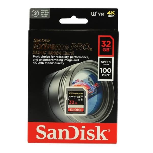 Sandisk Extreme Pro 32GB SDHC 100MB/S 90MB/S UHS-I V30 SDHC-minneskort