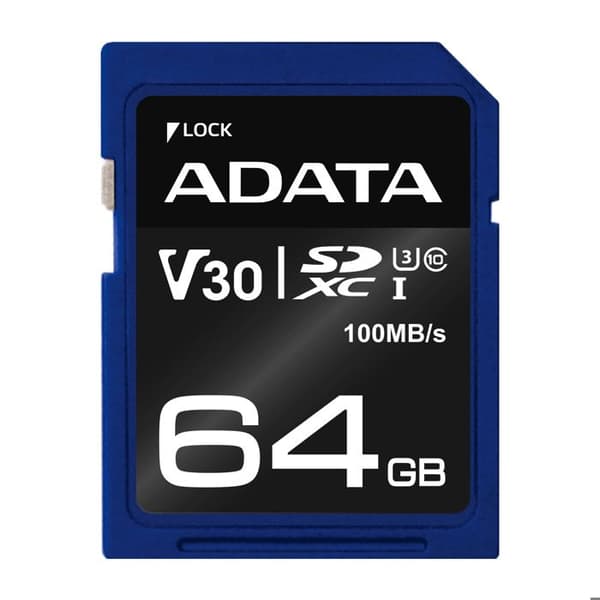 ADATA Premier Pro 64 GB Video Class V30 Flash-minneskort - UHS-I U3 - Class10 SDXC UHS-I